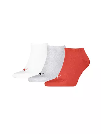 PUMA | Calcetines tipo sneaker lisos, paquete de 3 | rot